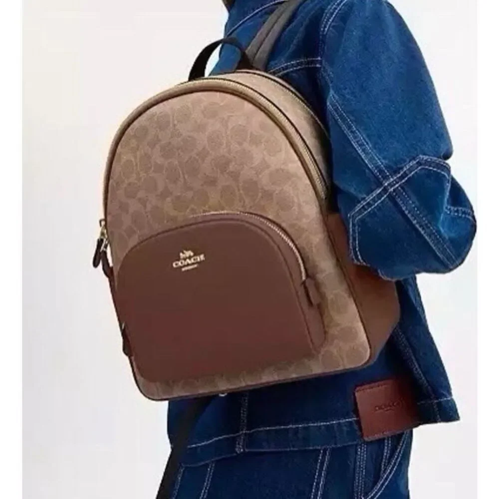🎒NWT! Coach Sig COURT Backpack Tan/Brown CZ176 Msrp:$450.00